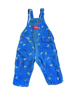 Vintage OshKosh BGosh Dalmatian Dog corduroy Overalls Size 18M